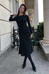 Godet Silhouette Long Sleeve Midi Dress