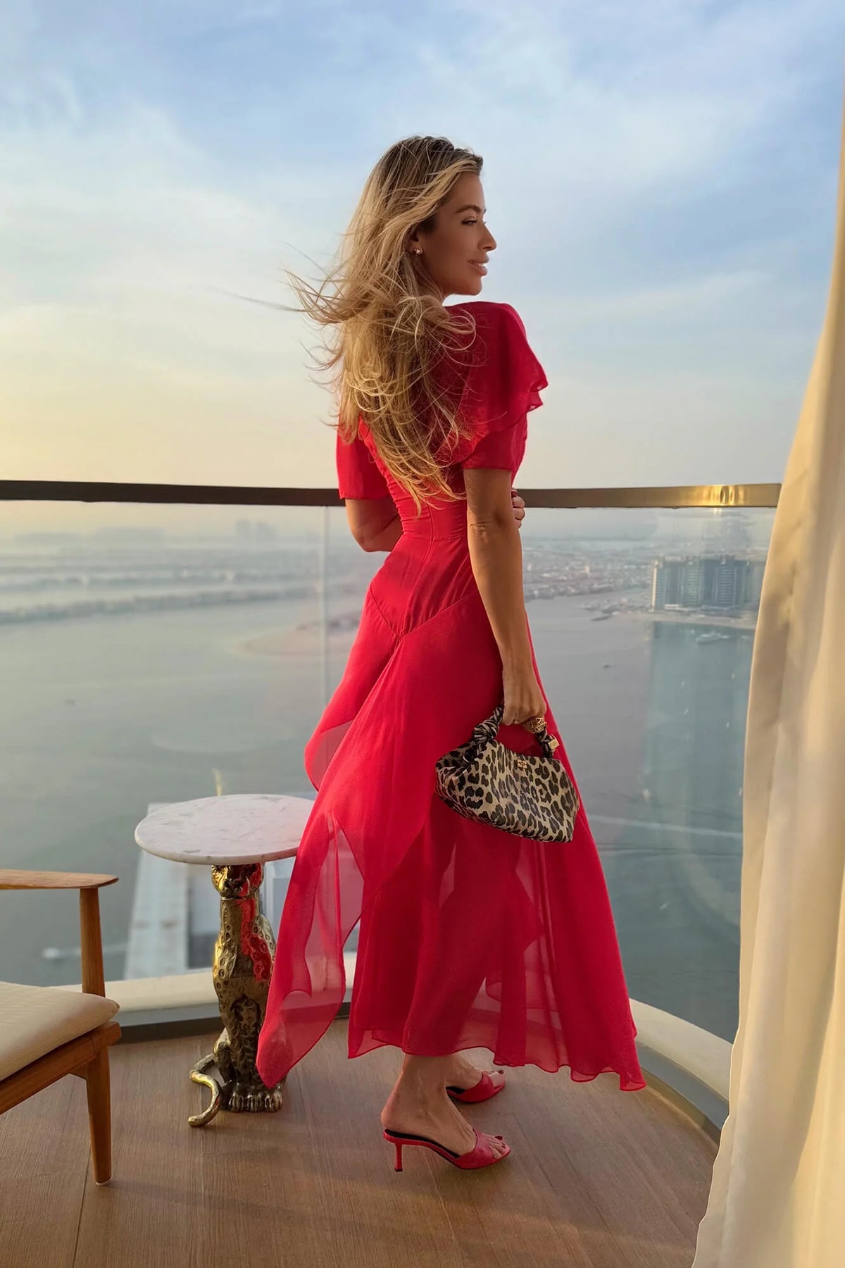 Chiffon Asymmetrical Midi Dress