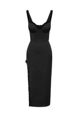 Slit V-neck Midi Dress