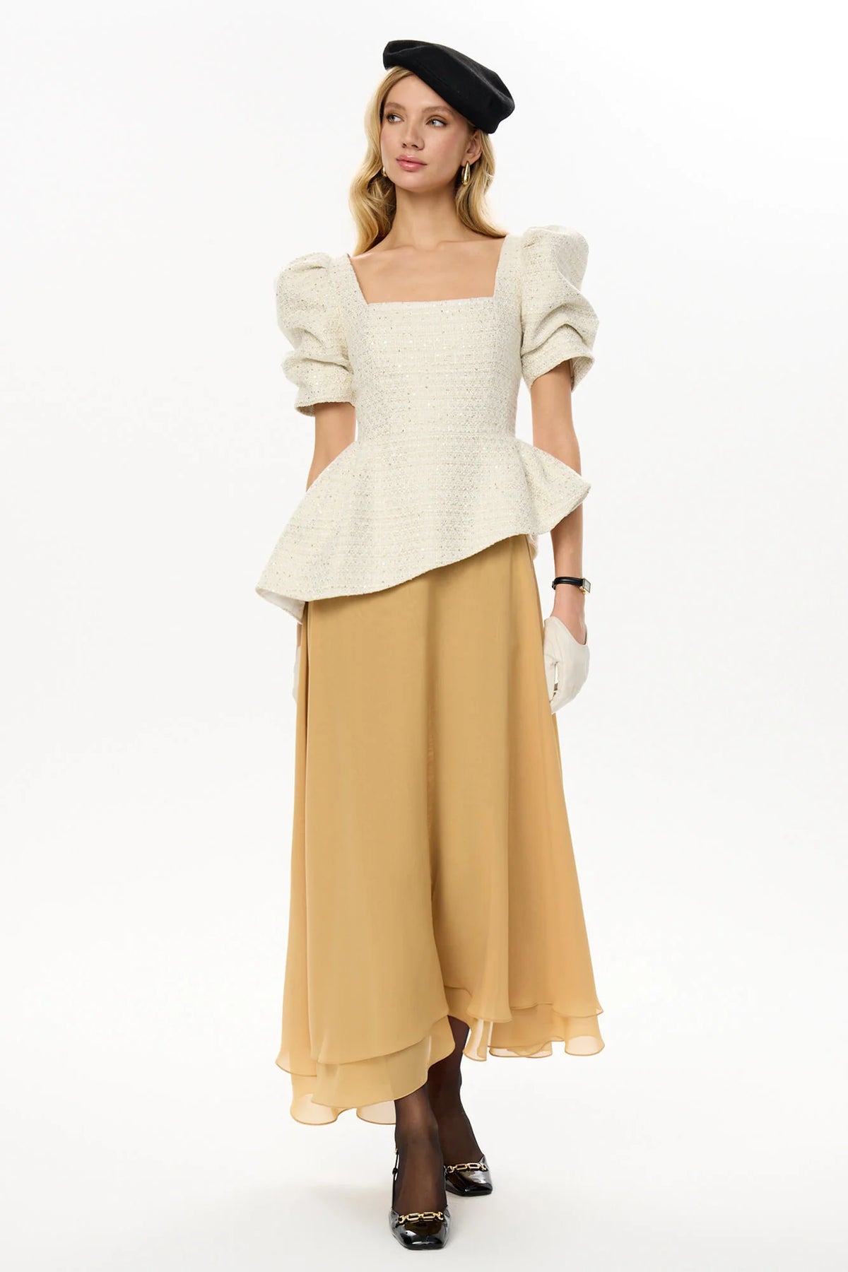 Asymmetrical Chiffon Midi Skirt