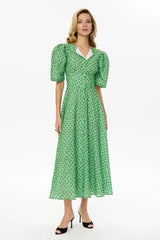 Short Sleeve Buttoned Midi Dress