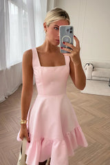 Bottom Flounced Strap Mini Dress