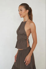 Hope Ruched Open Back Top
