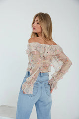Rome Off-The-Shoulder Chiffon Ruffle Top