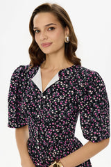 Short Sleeve Buttoned Mini Dress