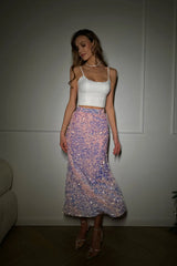 Sequin Decorated Velvet Skirt
