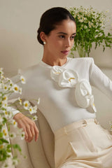Floral Detail Knitted Bodysuit