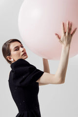 Square Neck Short Sleeve Tweed Top