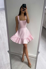 Bottom Flounced Strap Mini Dress