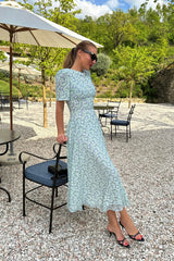 Short Sleeve Floral Midi Dress