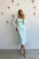 Blue Print Midi Skirt