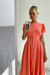 Button Front Midi Dress