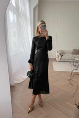 Sequin Long Sleeve Midi Dress