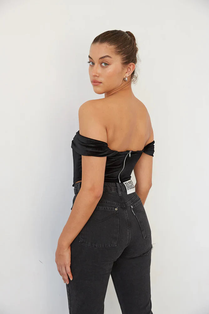 Ember Velvet Corset Crop Top