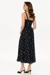 Strap Midi Dress with Corset-Style Bodice