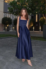 Strap Decorated Bodice Midi Dress