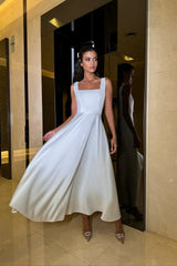 Strap Decorated Bodice Midi Dress