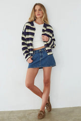 Frannie Striped Button Up Cardigan