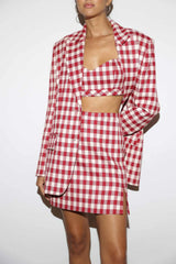 Mens Plaid blazer with a belt