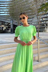 Button Front Midi Dress