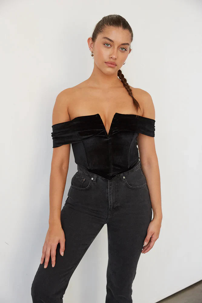 Ember Velvet Corset Crop Top