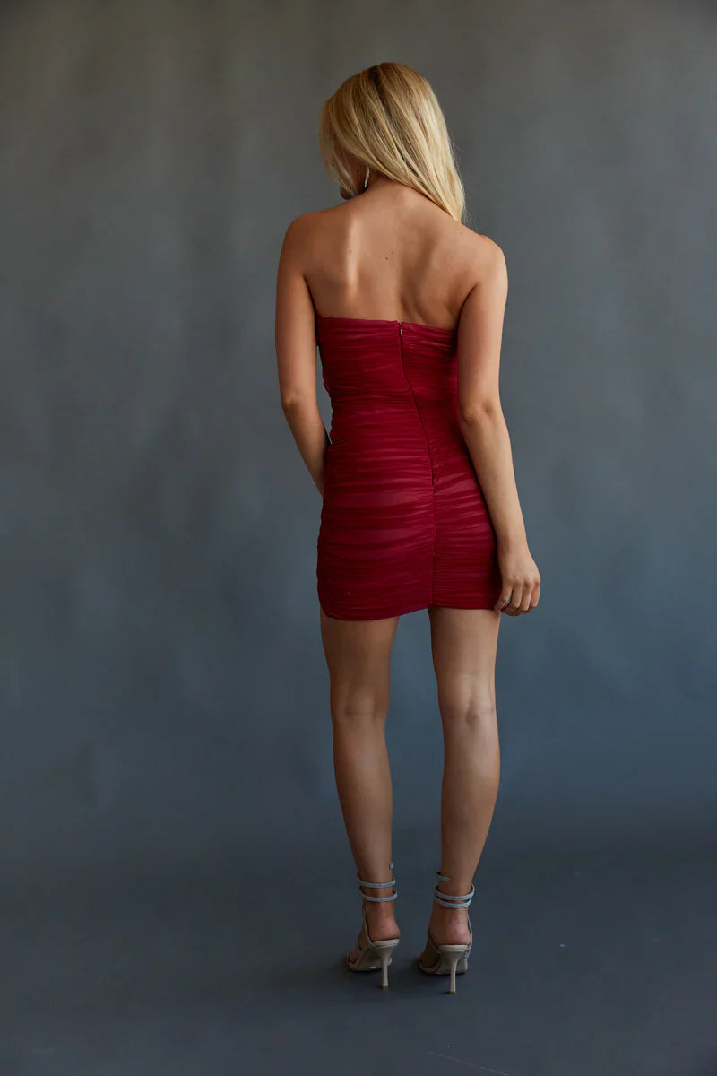 Alexia Strapless Rosette Ruffle Bodycon Mini Dress