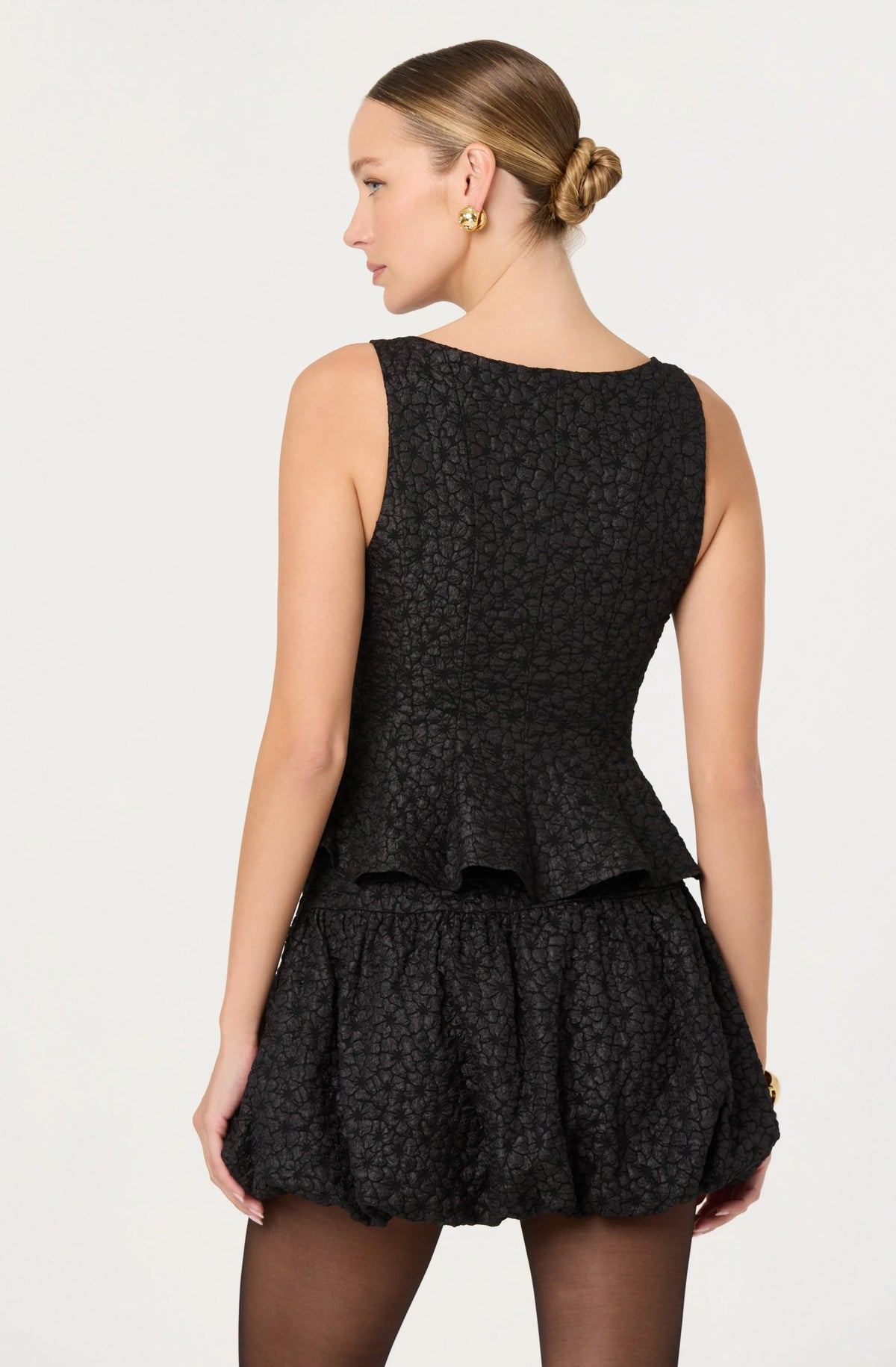 Alea Floral Textured Peplum Top