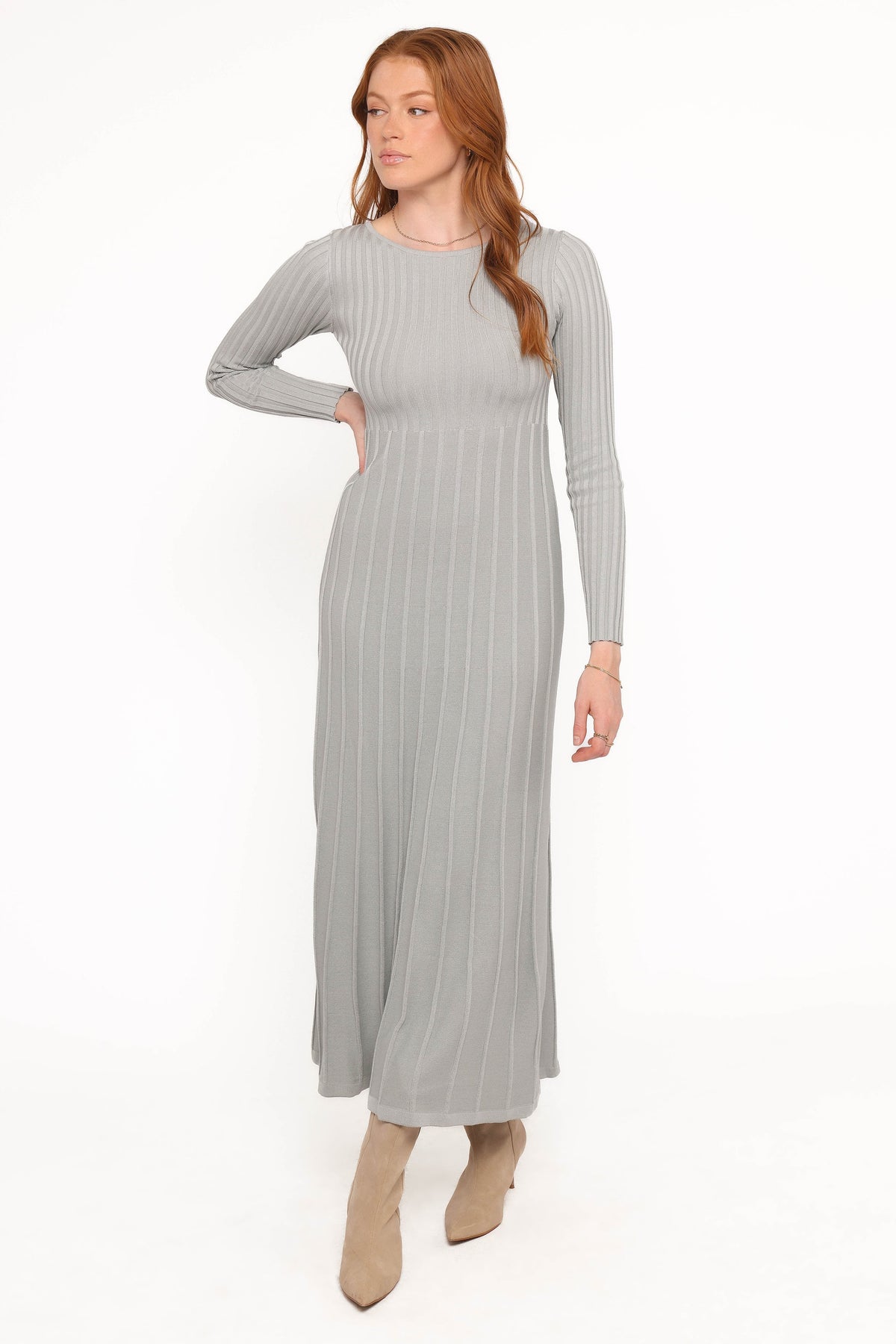 Alison Long Sleeve Maxi Dress - Grey