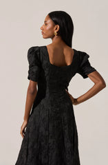 Mosella Jacquard Puff Sleeve Midi Dress