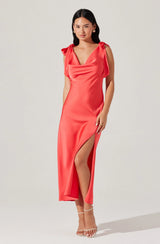 Allexina Satin Midi Dress