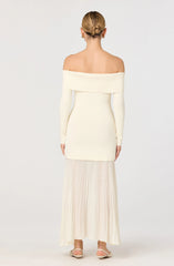 Lidia Off-Shoulder Pleated Midi Dress