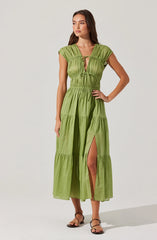 Alexandria Shirred Tiered Midi Dress