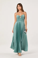 Alaia Satin Plissé Maxi Dress