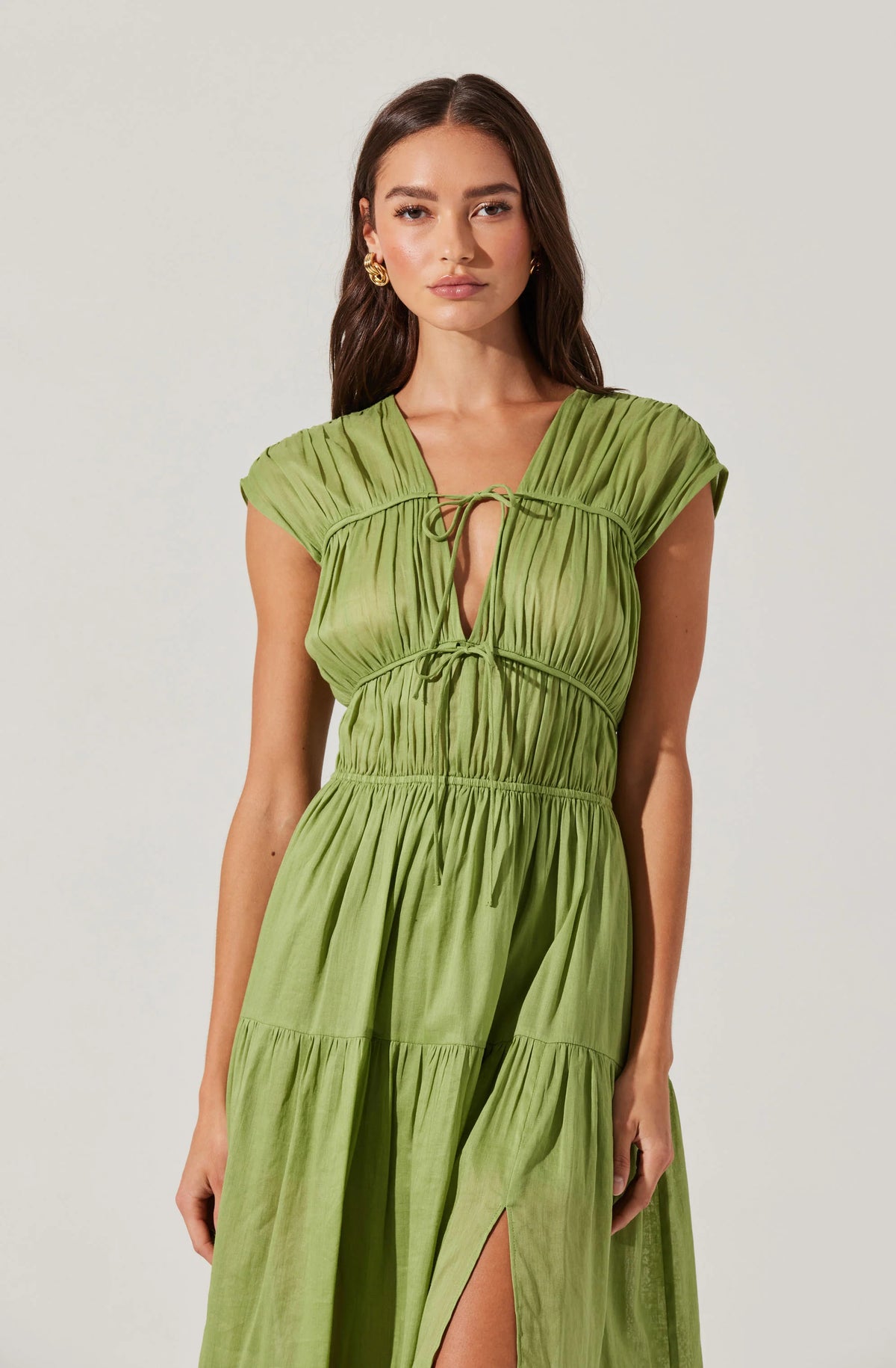 Alexandria Shirred Tiered Midi Dress