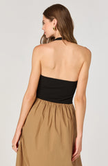 Mixed Media Halter Midi Dress