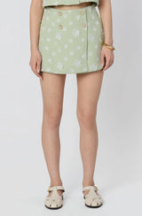 Janell Floral Applique Tweed Skort