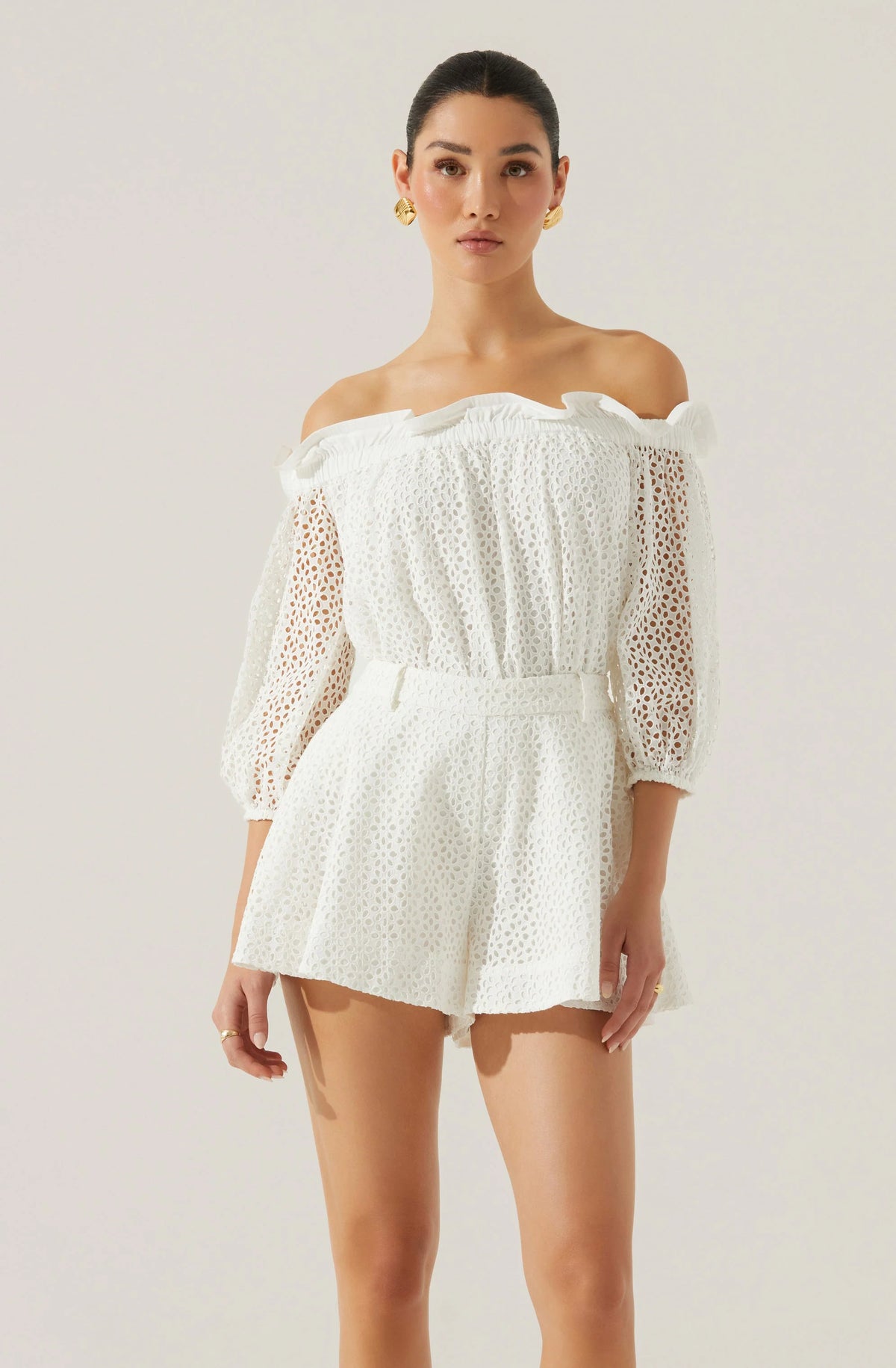 Brissa Eyelet Off Shoulder Top