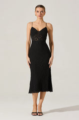 Floral Lace Knit Midi Dress