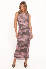 Alyssa Maxi Dress - Pink/Brown Print